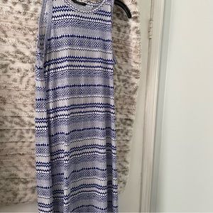 Blue and white pattern dress